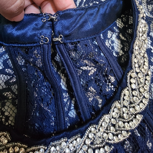 2 Piece Elegant Blue Lace Special Occasion Outfit - Picture 11 of 17